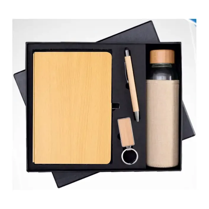 4-in-1 Wooden Glass Bottle Diary Set
