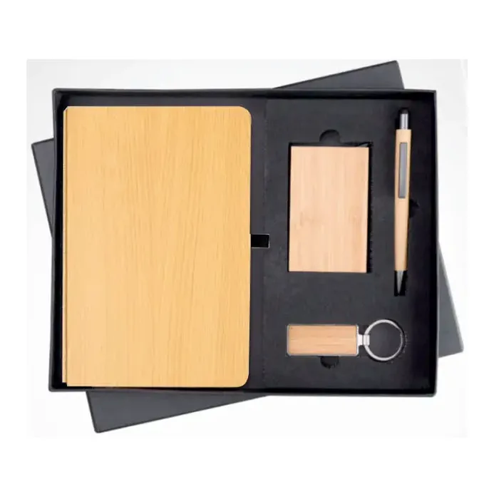 4-in-1 Cardholder Wooden Diary Set