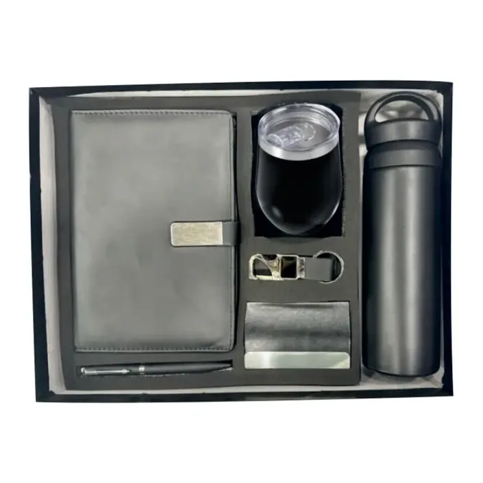 6-in-1 Magnet Diary Warm Bottle Oval Cup Pen Keychain Cardholder Set
