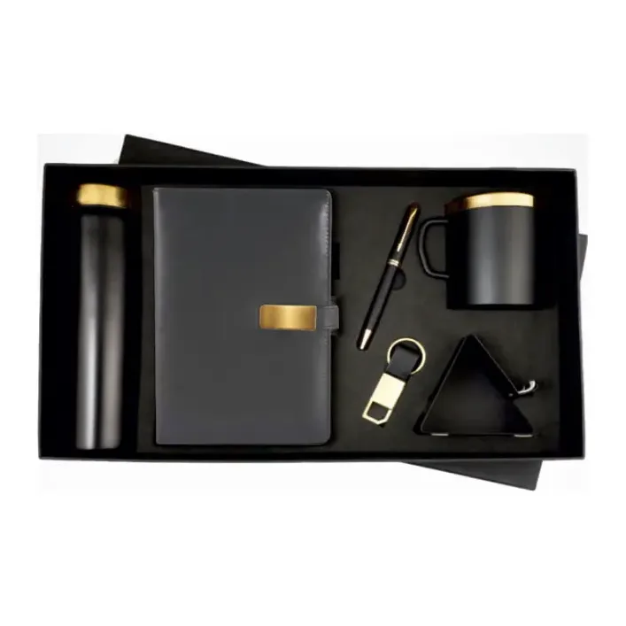 6-in-1 Gold Plated Magnet Diary Bottle Mobile Stand Cup Pen Keychain Set